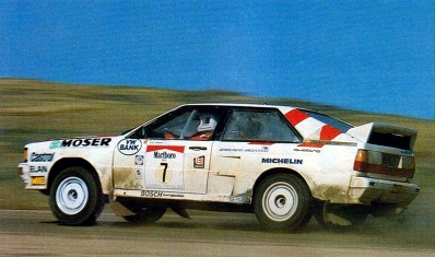 Wilfried Wiedner - Franz Zehetner
5º Marlboro Rally de Argentina 1985. Audi Quattro A2 (IN-NL 1). Clasificado 2º.

Del 30 de Julio al 3 de Agosto, Buenos Aires - Cordoba, Argentina.
Superficie: tierra.

El Rally tenia un total de 2616.00 km de los que 956.71 km divididos en 23 tramos eran especiales.

Tomaron la salida 138 equipos, finalizaron 39.@
Palabras clave: Audi;Quattro;Grupo_B;Argentina;1985