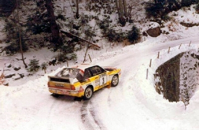 Walter Röhrl - Christian Geistdörfer
53º Rallye Automobile de Monte-Carlo 1985. Audi Sport Quattro S1 (IN-NL 8). Clasificado 2º.

Del 26 de Enero al 1 de Febrero, Monte-Carlo.
Superficie: asfalto -nieve.

El Rally tenía un total de 3999.00 km de los que 851.10 km divididos en 34 tramos eran especiales (1 de ellos fue cancelado SS17 ).

Tomaron la salida 117 equipos, finalizaron 68.@
Palabras clave: Walter_Röhrl;Audi;Sport;Quattro;Montecarlo;Grupo_B;1985;Nieve