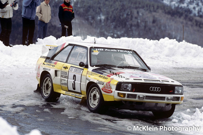 Walter Röhrl - Christian Geistdörfer
53º Rallye Automobile de Monte-Carlo 1985. Audi Sport Quattro S1 (IN-NL 8). Clasificado 2º.

Del 26 de Enero al 1 de Febrero, Monte-Carlo.
Superficie: asfalto -nieve.

El Rally tenía un total de 3999.00 km de los que 851.10 km divididos en 34 tramos eran especiales (1 de ellos fue cancelado SS17 ).

Tomaron la salida 117 equipos, finalizaron 68.

© McKlein Photography
@
Palabras clave: Walter_Röhrl;Audi;Sport;Quattro;Montecarlo;Grupo_B;1985;nieve