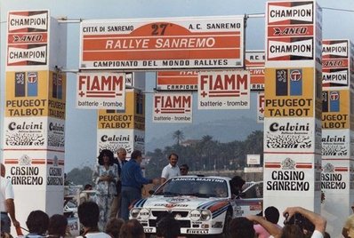 Henri Toivonen - Juha Piironen
27º Rallye de San Remo 1985. Lancia Rally 037 (TO 09010D). Clasificado 3º.

Del 29 de Septiembre al 4 de Octubre, Sanremo, Liguria, Imperia, Italia.
Superficie: asfalto - tierra.

El Rally tenia un total de 2340 km de los que 696.90 km divididos en 45 tramos eran especiales.

Tomaron la salida 98 equipos, finalizaron 33.@
Palabras clave: Henri_Toivonen;Juha_Piironen;Lancia;Rally;Grupo_B;Sanremo;1985