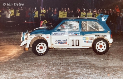 Anthony (Tony) Pond - Rob Arthur
34º Lombard RAC Rally 1985. MG Metro 6R4 (C869 EUD). Clasificado 3º.

Del 24 al 28 de Noviembre, Nottingham, Inglaterra.
Superficie: tierra.

El Rally tenia un total de 3507 km de los que 896.98 km divididos en 65 tramos eran especiales, (2 de ellas fueron canceladas, SS43 Kielder Forest - Ogre Hill de 12,02 Km y SS64 Nuss de 8,79 Km).

Tomaron la salida 155 equipos, finalizaron 62.

© Ian Delve.
@
Palabras clave: Tony_Pond;MG;Metro;Gran_Bretaña;1986;grupo_B;RAC_Rally;Inglaterra