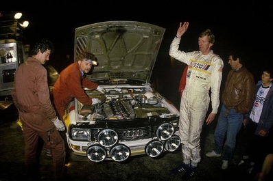 Walter Röhrl - Christian Geistdörfer
19º Rallye de Portugal Vinho do Porto 1985. Audi Sport Quattro S1 (IN-ND 63). Clasificado 3º.

Del 6 al 9 de Marzo, Estoril, Cascais, Lisboa, Portugal.
Superficie: asfalto - tierra.

El Rally tení­a un total de 2455 km de los que 730.50 km divididos en 47 tramos eran especiales.

Tomaron la salida 94 equipos, finalizaron 28.

© Morelli-Bertier
@@
Palabras clave: Walter_Röhrl;Audi;Sport;Quattro;Grupo_B;Portugal;1985;Personajes