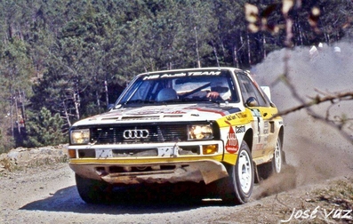 Walter Röhrl - Christian Geistdörfer
19º Rallye de Portugal Vinho do Porto 1985. Audi Sport Quattro S1 (IN-ND 63). Clasificado 3º.

Del 6 al 9 de Marzo, Estoril, Cascais, Lisboa, Portugal.
Superficie: asfalto - tierra.

El Rally tení­a un total de 2455 km de los que 730.50 km divididos en 47 tramos eran especiales.

Tomaron la salida 94 equipos, finalizaron 28.@
Palabras clave: Walter_Röhrl;Audi;Quattro;Sport;Grupo_B;Portugal;1985