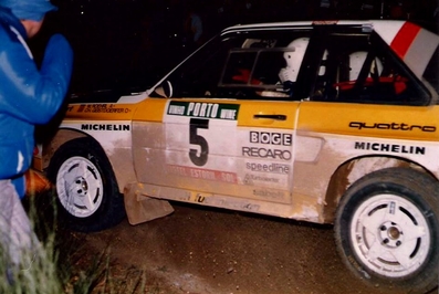 Walter Röhrl - Christian Geistdörfer
19º Rallye de Portugal Vinho do Porto 1985. Audi Sport Quattro S1 (IN-ND 63). Clasificado 3º.

Del 6 al 9 de Marzo, Estoril, Cascais, Lisboa, Portugal.
Superficie: asfalto - tierra.

El Rally tení­a un total de 2455 km de los que 730.50 km divididos en 47 tramos eran especiales.

Tomaron la salida 94 equipos, finalizaron 28.@
Palabras clave: Walter_Röhrl;Audi;Quattro;Sport;Grupo_B;Portugal;1985