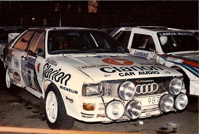 Per Eklund - Bjorn Cederberg
34º Lombard Rac Rally 1985. Audi Quattro A2 (HPK 987). Clasificado 4º.

Del 24 al 28 de Noviembre, Nottingham.
Superficie: tierra.

El Rally tenia un total de 3507 km de los que 896.98 km divididos en 65 tramos eran especiales, (2 de ellas fueron canceladas, SS43 Kielder Forest - Ogre Hill de 12,02 Km y SS64 Nuss de 8,79 Km).

Tomaron la salida 155 equipos, finalizaron 62.@
Palabras clave: ;Audi;Quattro;Grupo_B;Gran_Bretaña;1985;RAC_Rally
