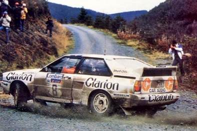 Per Eklund - Bjorn Cederberg
34º Lombard Rac Rally 1985. Audi Quattro A2 (HPK 987). Clasificado 4º.

Del 24 al 28 de Noviembre, Nottingham.
Superficie: tierra.

El Rally tenia un total de 3507 km de los que 896.98 km divididos en 65 tramos eran especiales, (2 de ellas fueron canceladas, SS43 Kielder Forest - Ogre Hill de 12,02 Km y SS64 Nuss de 8,79 Km).

Tomaron la salida 155 equipos, finalizaron 62.@
Palabras clave: ;Audi;Quattro;Grupo_B;Gran_Bretaña;1985;RAC_Rally