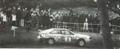 Per Eklund - Bjorn Cederberg
34º Lombard RAC Rally 1985. Audi Quattro A2 (HPK 987). Clasificado 4º.
Del 24 al 28 de Noviembre, Nottingham, Inglaterra.
Superficie: tierra.
El Rally tenia un total de 3507 km de los que 896.98 km divididos en 65 tramos eran especiales, (2 de ellas fueron canceladas, SS43 Kielder Forest - Ogre Hill de 12,02 Km y SS64 Nuss de 8,79 Km).
Tomaron la salida 155 equipos, finalizaron 62.@
Palabras clave: ;Audi;Quattro;Grupo_B;Gran_Bretaña;1985;RAC_Rally;Inglaterra