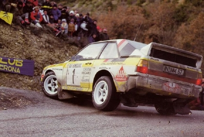 Stig Blomqvist - Bjorn Cederberg
53º Rallye Automobile de Monte-Carlo 1985. Audi Sport Quattro S1 (IN-NM 57). Clasificado 4º.

Del 26 de Enero al 1 de Febrero, Monte-Carlo.
Superficie: asfalto - nieve.

El Rally tenía un total de 3999 km de los que 852 km divididos en 34 tramos eran especiales (1 de ellos fue cancelado SS17).

Tomaron la salida 117 equipos, finalizaron 68.@
Palabras clave: Stig_Blomqvist;Audi;Quattro;Montecarlo;nieve;Sport;Grupo_B;1985
