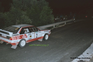 Harald Demuth - Fabrizia Pons
17º Rallye dell'Isola d'Elba 1985. Audi Quattro A2 (IN-NN17). Clasificado 4º.

Del 23 al 25 de Mayo, Portoferrario, Livorno, Italia.
Superficie: tierra.

El Rally constaba de 33 tramos cronometrados.
Desconocemos los kilómetros tanto totales como cronometrados.

Tomaron la salida 65 equipos, finalizaron 25.
Palabras clave: ;Audi;Quattro;Grupo_B;Elba;1985