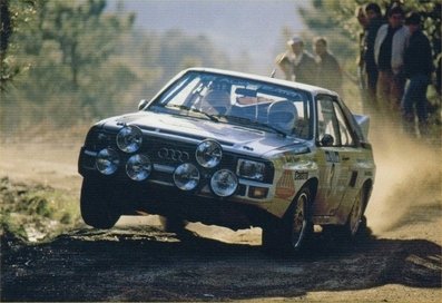 Stig Blomqvist - Bjorn Cederberg
19º Rallye de Portugal - Vinho do Porto 1985. Audi Sport Quattro S1 (IN-NE 11). Clasificado 4º.

Del 6 al 9 de Marzo, Estoril, Cascais, Lisboa, Portugal.
Superficie: asfalto - tierra.

El Rally tení­a un total de 2455 km de los que 730.50 km divididos en 47 tramos eran especiales.

Tomaron la salida 94 equipos, finalizaron 28.@
Palabras clave: Audi;Quattro;Portugal;grupo_B;1985