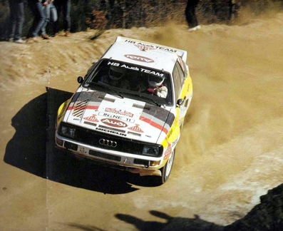 Stig Blomqvist - Bjorn Cederberg
19º Rallye de Portugal - Vinho do Porto 1985. Audi Sport Quattro S1 (IN-NE 11). Clasificado 4º.

Del 6 al 9 de Marzo, Estoril, Cascais, Lisboa, Portugal.
Superficie: asfalto - tierra.

El Rally tení­a un total de 2455 km de los que 730.50 km divididos en 47 tramos eran especiales.

Tomaron la salida 94 equipos, finalizaron 28.@
Palabras clave: Stig_Blomqvist;Audi;Quattro;Sport;Grupo_B;Portugal;1985