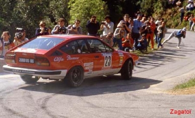 Yves Loubet - Jean-Bernard Vieu
29º Tour de Corse - Rallye de France 1985. Alfa Romeo Alfetta GTV6 (2888 US 06). Clasificado 5º.

Del 2 al 4 de Mayo, Ajaccio, Córcega, Francia.
Superficie: asfalto.

El Rally tenia un total de 1603.00 km de los que 1122.25 km divididos en 30 tramos eran especiales (1 de ellos fue cancelado, SS5 Sartene - Zonza de 44.23 km, por el fatal accidente de Attilio Bettega en el tramo anterior, SS4 Zerubia - Santa Giulia de 30.60 km).

Tomaron la salida 139 equipos, finalizaron 45.@
Palabras clave: Alfa;Romeo;GTV6;Corcega;1985;Corse
