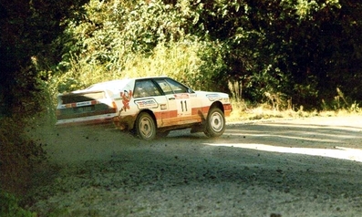 Malcolm Stewart - Doug Parkhill
15º AWA Clarion Rally de Nueva Zelanda 1985. Audi Quattro A2 (MB1440). Clasificado 5º.

Del 29 de Junio al 2 de Julio, Auckland, Nueva Zelanda.
Superficie: tierra.

El Rally tenia un total de 2487.00 km de los que 935.50 km divididos en 48 tramos eran especiales, (2 de ellas fueron canceladas SS11 Ahuroa Puhoi Road de 12 Km y SS45 Bothwell Road de 25 Km).

Tomaron la salida 67 equipos, finalizaron 39.@
Palabras clave: Audi;Quattro;Nueva_Zelanda;1985;Grupo_B