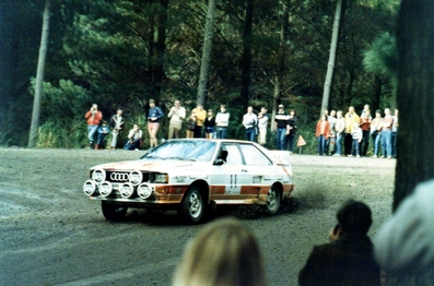 Malcolm Stewart - Doug Parkhill
15º AWA Clarion Rally de Nueva Zelanda 1985. Audi Quattro A2 (MB1440). Clasificado 5º.

Del 29 de Junio al 2 de Julio, Auckland, Nueva Zelanda.
Superficie: tierra.

El Rally tenia un total de 2487.00 km de los que 935.50 km divididos en 48 tramos eran especiales, (2 de ellas fueron canceladas SS11 Ahuroa Puhoi Road de 12 Km y SS45 Bothwell Road de 25 Km).

Tomaron la salida 67 equipos, finalizaron 39.@
Palabras clave: Audi;Quattro;Nueva_Zelanda;1985;Grupo_B