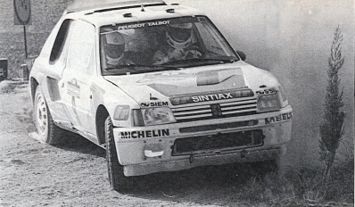 Giovanni Del Zoppo - Betty Tognana
27º Rally de Sanremo 1985. Peugeot 205 Turbo 16 (MI 64170X). Clasificado 7º.

Del 29 de Septiembre al 4 de Octubre, Sanremo, Liguria, Imperia, Italia.
Superficie: asfalto - tierra.

El Rally tenia un total de 2340.56 km, de los que 696.90 km divididos en 45 tramos eran especiales (2 de ellos fueron cancelados SS20 Murio 1 de 9.12 km, SS36 Ronde 1 de 37.22 km).

Tomaron la salida 98 equipos, finalizaron 33.@
Palabras clave: Peugeot;Turbo;Grupo_B;Sanremo;1985