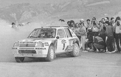 Giovanni Del Zoppo - Betty Tognana
27º Rally de Sanremo 1985. Peugeot 205 Turbo 16 (MI 64170X). Clasificado 7º.

Del 29 de Septiembre al 4 de Octubre, Sanremo, Liguria, Imperia, Italia.
Superficie: asfalto - tierra.

El Rally tenia un total de 2340.56 km, de los que 696.90 km divididos en 45 tramos eran especiales (2 de ellos fueron cancelados SS20 Murio 1 de 9.12 km, SS36 Ronde 1 de 37.22 km).

Tomaron la salida 98 equipos, finalizaron 33.@
Palabras clave: Peugeot;Turbo;Grupo_B;Sanremo;1985