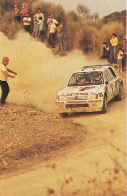 Giovanni Del Zoppo - Betty Tognana
27º Rally de Sanremo 1985. Peugeot 205 Turbo 16 (MI 64170X). Clasificado 7º.

Del 29 de Septiembre al 4 de Octubre, Sanremo, Liguria, Imperia, Italia.
Superficie: asfalto - tierra.

El Rally tenia un total de 2340.56 km, de los que 696.90 km divididos en 45 tramos eran especiales (2 de ellos fueron cancelados SS20 Murio 1 de 9.12 km, SS36 Ronde 1 de 37.22 km).

Tomaron la salida 98 equipos, finalizaron 33.@
Palabras clave: Peugeot;Turbo;Grupo_B;Sanremo;1985