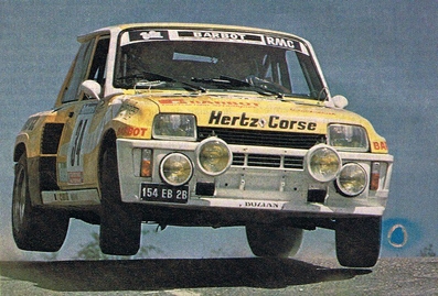 Camille Bartoli - Bernard Falempin
29º Tour de Corse - Rallye de France 1985. Renault 5 Turbo (154 EB 2B). Clasificado 8º.

Del 2 al 4 de Mayo, Ajaccio, Córcega, Francia.
Superficie: asfalto.

El Rally tenia un total de 1603.00 km de los que 1122.25 km divididos en 30 tramos eran especiales, (1 de ellos fue cancelado, SS5 Sartene - Zonza de 44.23 km, por el fatal accidente de Attilio Bettega en el tramo anterior, SS4 Zerubia - Santa Giulia de 30.60 km).

Tomaron la salida 139 equipos, finalizaron 45.@
Palabras clave: Renault;Turbo;Grupo_B;1985;Corcega;Corse