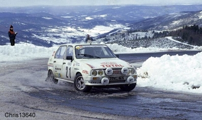 Maurice Chomat - Didier Breton
53º Rallye Automobile de Monte-Carlo 1985. Citröen Visa 1000 Pistes (8443 ME 92). Clasificado 10º.

Del 26 de Enero al 1 de Febrero, Monte-Carlo.
Superficie: asfalto -nieve.

El Rally tenía un total de 3999.00 km de los que 851.10 km divididos en 34 tramos eran especiales (1 de ellos fue cancelado SS17 ).

Tomaron la salida 117 equipos, finalizaron 68.@
Palabras clave: Citroen;Visa;Grupo_B;Montecarlo;nieve;1985