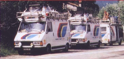 Equipo Asistencia Peugeot Talbot Sport
Furgonetas: Peugeot J5
En el techo de las furgonetas, entre otras cosas, llevaban la parte trasera de los Peugeot 205 Turbo 16 E2.
(1985)
Palabras clave: Peugeot;Asistencias;1985