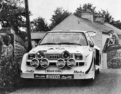 Michèle Mouton - Fabrizia Pons
10º British Midland Ulster Rally 1985. Audi Sport Quattro S1 E2 (652 Z-937). Abandonó por el turbo.
Audi Sport UK

Del 26 al 27 de Julio, Belfast, Irlanda del Norte.
Superficie: asfalto.

El Rally constaba de 2 etapas y 28 tramos cronometrados.
Desconocemos los kilómetros tanto totales como especiales de la prueba.

Tomaron la salida 92 equipos, finalizaron 66.@
Palabras clave: Michele_Mouton;Ulster;Audi;Quattro;Sport;Grupo_B;1985;Mujeres;Womens