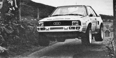Michèle Mouton - Fabrizia Pons
46º Circuit of Ireland 1985. Audi Quattro Sport S1 (IN-YK 55) Equipo Audi Sport UK. Abandonó por problemas con la bomba hidráulica en SS10 Nuthill de 16.97 km.

Del 5 al 9 de Abril, Belfast, (Ulster Automobile Club).
Superficie: asfalto.

La prueba constaba de 3 etapas y 892.07 km cronometrados divididos en 52 tramos especiales (dos de ellos fueron cancelados SS9 de 21,77 km y SS27 Comeragh 2 de 27.76 km).

Tomaron la salida 89 equipos, finalizaron 49.@
Palabras clave: Michele_Mouton;Audi;Sport;Quattro;Grupo_B;Ireland;Irlanda;1985;Mujeres;Womens;