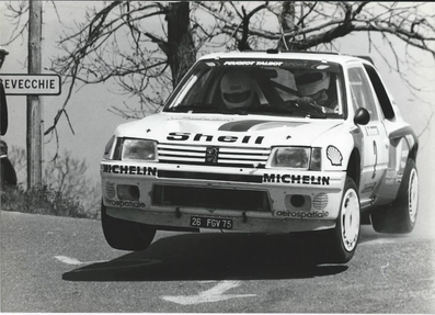 Ari Vatanen - Terry Harryman
29º Tour de Corse - Rallye de France 1985. Peugeot 205 Turbo 16 (26 FGV 75). Abandonó por accidente en SS16 Moriani Plage - Orsini de 20.01 km.

Del 2 al 4 de Mayo, Ajaccio, Córcega, Francia.
Superficie: asfalto.

El Rally tenia un total de 1603.00 km de los que 1122.25 km divididos en 30 tramos eran especiales (1 de ellos fue cancelado, SS5 Sartene - Zonza de 44.23 km, por el fatal accidente de Attilio Bettega en el tramo anterior, SS4 Zerubia - Santa Giulia de 30.60 km).

Tomaron la salida 139 equipos, finalizaron 45.@
Palabras clave: ;Peugeot;Turbo;Grupo_B;Corcega;Corse;1985