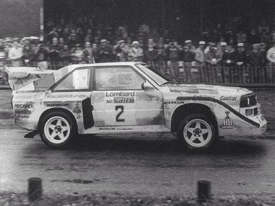 Hannu Mikkola - Arne Hertz
34º Lombard RAC Rally 1985. Audi Sport Quattro S1 E2 (IN-NP 31). Abandonó por problemas de motor SS22 Cwmcelli de 6,60 Km.

Del 24 al 28 de Noviembre, Nottingham, Inglaterra.
Superficie: tierra.

El Rally tenia un total de 3507 km de los que 896.98 km divididos en 65 tramos eran especiales, (2 de ellas fueron canceladas, SS43 Kielder Forest - Ogre Hill de 12,02 Km y SS64 Nuss de 8,79 Km).

Tomaron la salida 155 equipos, finalizaron 62.@
Palabras clave: ;Audi;Quattro;Sport;Grupo_B;Gran_Bretaña;1985;RAC_Rally;Inglaterra