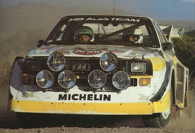 Stig Blomqvist - Björn Cederberg
5º Marlboro Rally Argentina 1985. Audi Sport Quattro S1 E2 (652 Z-943). Abandonó por motor en SS8 Charbonier de 61.25 Km.

Del 30 de Julio al 3 de Agosto, Buenos Aires - Cordoba, Argentina.
Superficie: tierra.

El Rally tenia un total de 2616.00 km de los que 956.71 km divididos en 23 tramos eran especiales.

Tomaron la salida 138 equipos, finalizaron 39.@
Palabras clave: Stig_Blomqvist;Audi;Sport;Quattro;Grupo_B;Argentina;1985;Debut
