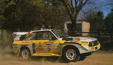 Stig Blomqvist - Björn Cederberg
5º Marlboro Rally Argentina 1985. Audi Sport Quattro S1 E2 (652 Z-943). Abandonó por motor en SS8 Charbonier de 61.25 Km.

Del 30 de Julio al 3 de Agosto, Buenos Aires - Cordoba, Argentina.
Superficie: tierra.

El Rally tenia un total de 2616.00 km de los que 956.71 km divididos en 23 tramos eran especiales.

Tomaron la salida 138 equipos, finalizaron 39.@
Palabras clave: Stig_Blomqvist;Audi;Sport;Quattro;Grupo_B;Argentina;1985;Debut