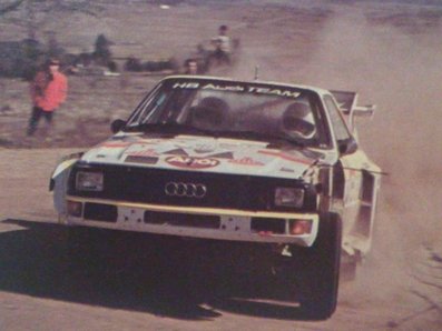 Stig Blomqvist - Björn Cederberg
5º Marlboro Rally Argentina 1985. Audi Sport Quattro S1 E2 (652 Z-943). Abandonó por motor en SS8 Charbonier de 61.25 Km.

Del 30 de Julio al 3 de Agosto, Buenos Aires - Cordoba, Argentina.
Superficie: tierra.

El Rally tenia un total de 2616.00 km de los que 956.71 km divididos en 23 tramos eran especiales.

Tomaron la salida 138 equipos, finalizaron 39.@
Palabras clave: Stig_Blomqvist;Bjorn_Cederberg;Audi;Sport;Quattro;Grupo_B;Argentina;1985;Debut