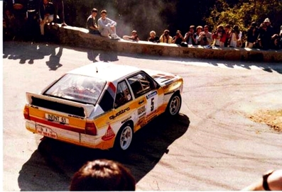 Walter Röhrl - Christian Geistdörfer
29º Tour de Corse - Rallye de France 1985. Audi Sport Quattro S1 (IN-NT 61). Abandonó por los frenos en SS1 Verghia - Pont de la Masina de 38,09 Km.

Del 2 al 4 de Mayo, Ajaccio, Córcega, Francia.
Superficie: asfalto.

El Rally tenia un total de 1603.00 km de los que 1122.25 km divididos en 30 tramos eran especiales, (1 de ellos fue cancelado, SS5 Sartene - Zonza de 44.23 km, por el fatal accidente en el tramo anterior de Attilio Bettega).

Tomaron la salida 139 equipos, finalizaron 45.@
Palabras clave: Walter_Röhrl;Audi;Sport;Quattro;Grupo_B;Corcega;1985;Corse