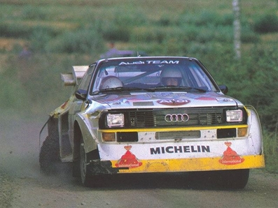 Hannu Mikkola - Arne Hertz
35º Rally de lo 1000 Lagos 1985. Audi Sport Quattro S1 E2 (IN-NL 16). Abandonó por fuga de aceite en SS31 Kostila de 6.29 km.

Del 23 al 25 de Agosto, Jyväskylä, Finlandia.
Superficie: tierra.

El Rally tenía un total de 1418.00 km de los que 479.00 km divididos en 50 tramos eran especiales (1 de ellos fue cancelado SS10 Vaheri).

Se inscribieron 188 equipos, tomaron la salida 175, finalizaron 83.@
Palabras clave: Audi;Grupo_B;Finlandia;crash;1985;Sport;Quattro;Grupo_B;S1;E2