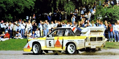 Hannu Mikkola - Arne Hertz
35º 1000 Lakes Rally 1985. Audi Sport Quattro S1 E2 (IN-NL 16). Abandonó por fuga de aceite en SS31 Kostila de 6.29 km.

Del 23 al 25 de Agosto, Jyväskylä, Finlandia.
Superficie: tierra.

El Rally tenía un total de 1418.00 km de los que 479.00 km divididos en 50 tramos eran especiales (1 de ellos fue cancelado SS10 Vaheri).

Se inscribieron 188 equipos, tomaron la salida 175, finalizaron 83.@
Palabras clave: Audi;Grupo_B;Finlandia;1985;Sport;Quattro;S1;E2