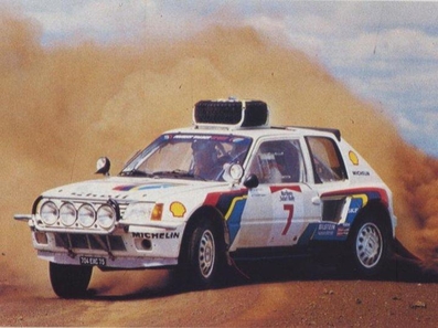 Ari Vatanen - Terry Harryman
33º Marlboro Safari Rally 1985. Peugeot 205 Turbo 16 (704 EXC 75). Abandonó por junta de culata y posterior incendio del coche en CH 65.

Del 4 al 8 de Abril, Nairobi, Kenya, África.
Superficie: tierra.

El Rally tenia un total de 5167.6 km con 88 controles horarios.

Tomaron la salida 71 equipos, finalizaron 20.@
Palabras clave: ;Terry_Harryman;Peugeot;Turbo16;Safari;1986;Grupo_B