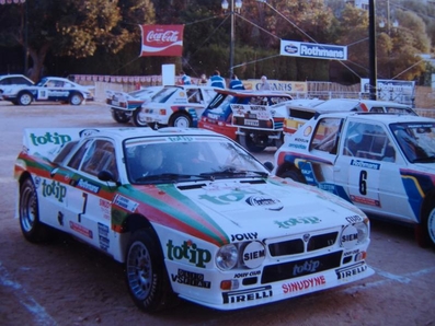 Parque Cerrado del 29º Rally Tour de Corse - Rallye de France 1985
En primera lí­nea de imagen el 7# Lancia Rally 037 (TO 09007D) 