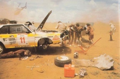 Asistencia del Equipo Audi Sport en el 33º Marlboro Safari Rally 1985
En el Audi Sport Quattro S1 (IN-NA 23) de Stig Blomqvist - Björn Cederberg. Abandonó por la caja de cambios en CH 4.

Del 4 al 8 de Abril, Nairobi, Kenya, África.
Superficie: tierra.

El Rally tenia un total de 5167.6 km con 88 controles horarios.

Tomaron la salida 71 equipos, finalizaron 20.@
Palabras clave: Stig_Blomqvist;Bjorn_Cederberg;Audi;Sport;Quattro;Asistencias;Safari;Grupo_B;1985