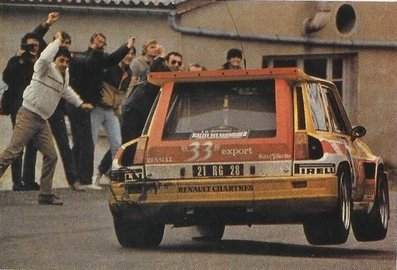 Didier Auriol - Bernard Occelli
6º Rallye International des Garrigues 1985. Renault 5 Maxiturbo (21 RG 28). Abandonó, desconocemos el motivo.

Del 29 al 30 de Marzo, Nimes, Gard, Occitania, Francia.
Superficie: asfalto.

Desconocemos los kilómetros de la prueba tanto totales como cronmetrados.

Tomaron la salida 101 equipos, finalizaron 47.@
Palabras clave: Didier_Auriol;Renault;Maxiturbo;Grupo_B;Garrigues;1985