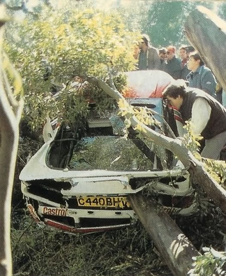 Joaquin Santos - Miguel Oliveira
20º Rallye de Portugal Vinho do Porto 1986. Ford RS200 (C440 BHV). Abandonó por grave accidente.

Santos era el ídolo local, su paso levantaba muchísima pasión entre los aficionados del lugar. Al salir de una curva, esquivó algunos espectadores que estaban mal situados, lo que provocó no poder encarar bien la siguiente curva y estrellarse contra el público.
Hay otra versión en la que se dice que al salir de la curva impacto con la rueda trasera de lado con un coche que estaba 