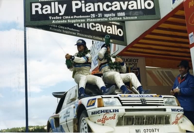 Andrea Zanussi - Paolo Amati
7º Rally Piancavallo 1986. Peugeot 205 Turbo 16 E2 (MI 07097Y). Clasificado 1º.

Del 28 al 31 de Agosto, Piancavallo, Aviano, Pordenone, Italia.
Superficie: asfalto - tierra.

Tomaron la salida 74 equipos, finalizaron 32.@
Palabras clave: ;Peugeot;Turbo;Grupo_B;Piancavallo;1986;Personajes
