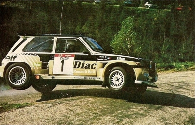François Chatriot - Michel Perin
29º Critérium Alpin - Behra 1986. Renault 5 MaxiTurbo (27 FJE 75). Clasificado 1º.

Del 5 al 8 de Junio, Grasse (Francia).
Superficie: asfalto con un total de 385.47 km cronometrados divididos en 18 tramos, (uno de ellos, SS1 de 27.44 km fue cancelado).

Tomaron la salida 136 equipos,finalizaron 78.@
Palabras clave: ;Criterium_Alpin_Behra;Renault;Maxiturbo;Grupo_B;1986