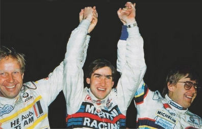 54º Rallye Automòbile de Monte-Carlo 1986
Los 3 primeros clasificados de esa edición

En el centro Henri Toivonen 1º, a su izquierda Timo Salonen 2º, y a su derecha Hannu Mikkola 3º.

Lancia Delta S4 (A6 37616), Peugeot 205 Turbo 16 E2 (24 FGV 75) y Audi Quattro Sport S1 E2 (IN-NW 4) respectivamente.

Del 18 al 24 de Enero, Monte-Carlo.
Superficie: asfalto - nieve.

El Rally tenía un total de 3984.00 km de los que 881.20 km divididos en 36 tramos eran especiales.

Tomaron la salida 156 equipos, finalizaron 65.@
Palabras clave: Montecarlo;Personajes;Grupo_B;1986
