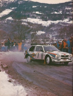 Henri Toivonen - Sergio Cresto
54º Rallye Automobile de Monte-Carlo 1986. Lancia Delta S4 (A6 37616). Clasificado 1º.

Del 18 al 24 de Enero, Monte-Carlo.
Superficie: asfalto - nieve.

El Rally tenía un total de 3984.00 km de los que 881.20 km divididos en 36 tramos eran especiales.

Tomaron la salida 156 equipos, finalizaron 65.@
Palabras clave: Lancia;grupo_b;Henri_Toivonen;Delta;S4;Montecarlo;1986;Sergio_Cresto