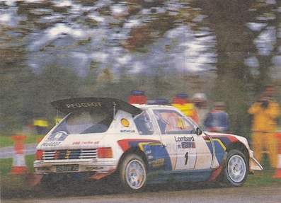 Timo Salonen - Seppo Harjanne
35º Lombard RAC Rally 1986. Peugeot 205 Turbo 16 E2 (319 FPF 75). Clasificado 1º.

Del 16 al 19 de Noviembre, Bath, Inglaterra.
Superficie: Tierra.

El Rally un total de 2537.93 km de los que 515.04 km divididos en 45 tramos eran especiales.

Tomaron la salida 149 equipos, finalizaron 83.@
Palabras clave: Timo_Salonen;Seppo_Harjanne;Grupo_B;Peugeot;Turbo;Gran_Bretaña;1986;RAC_Rally;Inglaterra