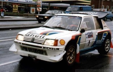 Timo Salonen - Seppo Harjanne
35º Lombard RAC Rally 1986. Peugeot 205 Turbo 16 E2 (319 FPF 75). Clasificado 1º.

Del 16 al 19 de Noviembre, Bath, Inglaterra.
Superficie: Tierra.

El Rally un total de 2537.93 km de los que 515.04 km divididos en 45 tramos eran especiales.

Tomaron la salida 149 equipos, finalizaron 83.@
Palabras clave: Timo_Salonen;Seppo_Harjanne;Grupo_B;Peugeot;Turbo;E2;Gran_Bretaña;1986;Inglaterra