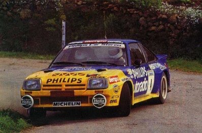 Benigno (Beny) Fernández - Jose Lopez Orozco
10º Rallye Villa de Llanes 1986. Opel Manta 400. Clasificado 2º.

El 1 de Junio, Llanes, Asturias, España.
Superficie: asfalto.

Tomaron la salida 52 equipos, finalizaron 35.@
Palabras clave: Beny_Fernandez;Jose_Lopez_Orozco;Llanes;Opel;Grupo_B;Manta;1986