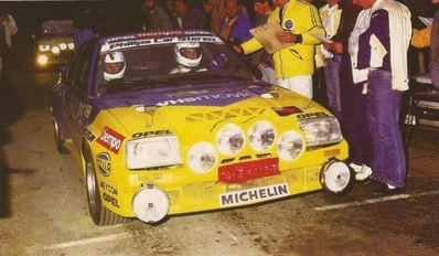 Benigno (Beny) Fernández - Jose Lopez Orozco
10º Rallye Villa de Llanes 1986. Opel Manta 400 (0-Z-4512-P). Clasificado 2º.
Opel Team España

El 1 de Junio, Llanes, Asturias, España.
Superficie: asfalto.

Tomaron la salida 52 equipos, finalizaron 35.@
Palabras clave: Villa_Llanes;Opel;Grupo_B;Manta;1986