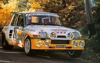 Philippe Touren - Albert Neyron
29º Critérium des Cévennes 1986. Renault 5 MaxiTurbo (5555 SP 30). Clasificado 2º.

Del 8 al 9 de Noviembre, Montpellier, Francia.
Superficie: asfalto con un total de 277.90 km divididos en 17 tramos cronometrados.
(Uno de ellos fue cancelado SS4 Le Vigan - St-Bresson de 14.30 km)

Tomaron la salida 198 equipos, finalizaron 87.@
Palabras clave: ;Renault;Maxiturbo;Grupo_B;1986;Criterium_Cevennes