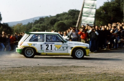 Philippe Touren - Albert Neyron
29º Critérium des Cévennes 1986. Renault 5 MaxiTurbo (5555 SP 30). Clasificado 2º.

Del 8 al 9 de Noviembre, Montpellier, Francia.
Superficie: asfalto con un total de 277.90 km divididos en 17 tramos cronometrados.
(Uno de ellos fue cancelado SS4 Le Vigan - St-Bresson de 14.30 km)

Tomaron la salida 198 equipos, finalizaron 87.@
Palabras clave: ;Renault;Maxiturbo;Grupo_B;1986;Criterium_Cevennes