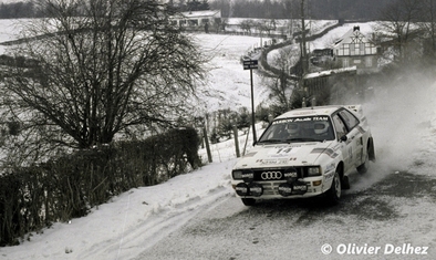 John Bosch - Steve Bond
29º Boucles de Spa Alphonse Delettre 1986. Audi Quattro A2 (N-SM 210) Rothmans Audi Team Holland. Clasificado 3º.

Del 7 al 9 de Febrero, Spa, Lieja, Bélgica.
Superficie: asfalto.

El Rally constaba de un total de 420.00 km cronometrados.

Tomaron la salida 66 equipos, finalizaron 41.

© Olivier Delhez
@
Palabras clave: Audi;Quattro;Grupo_B;Boucles_Spa;1986;Nieve